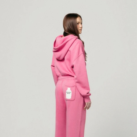 Dairy Boy pink MILK BOTTLE CROPPED ZIP UP size xs - Picture 2 of 5
